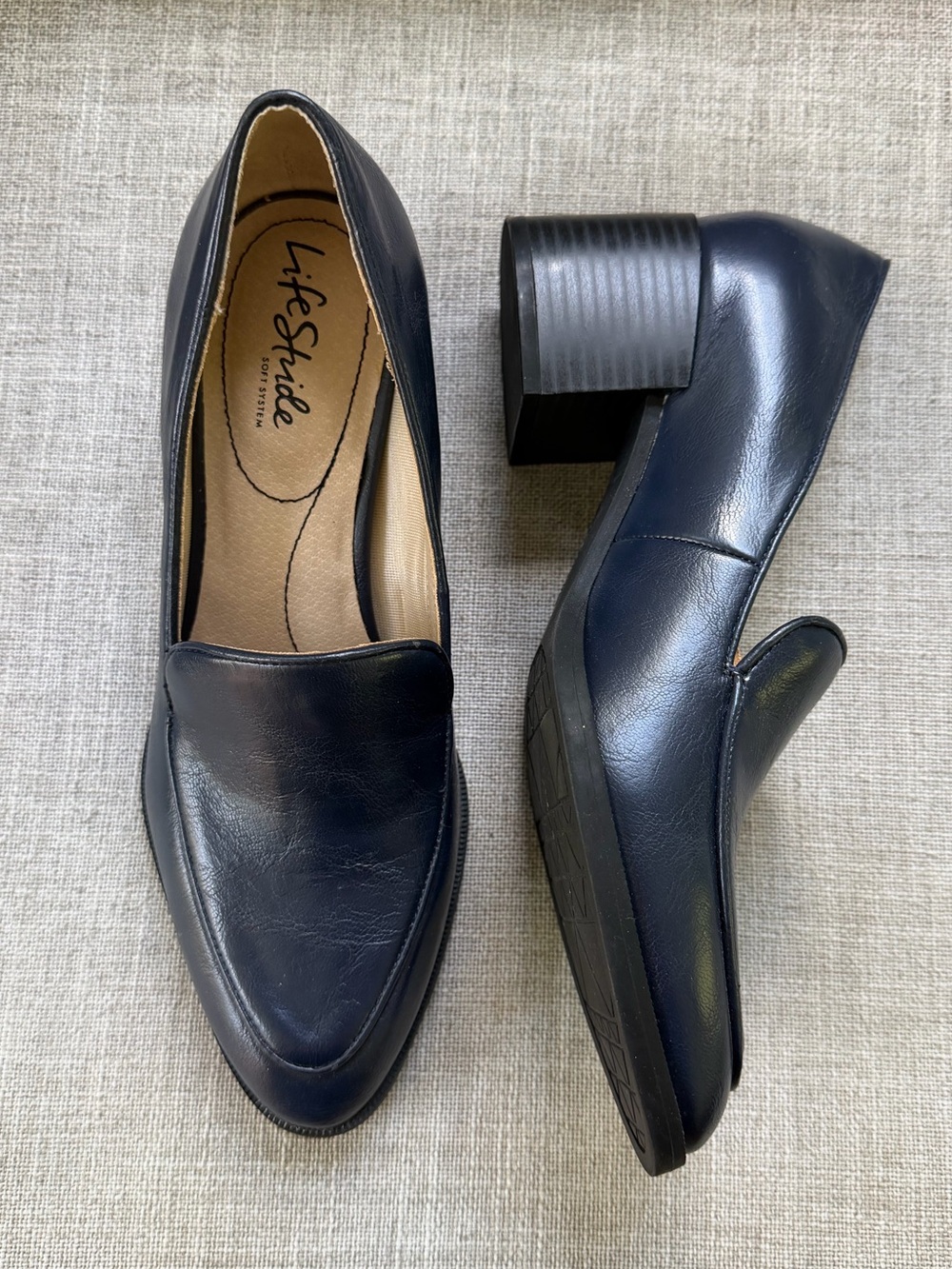 Life Strife Devyn 7W Classic Navy Leather Dress Shoes Size 7W